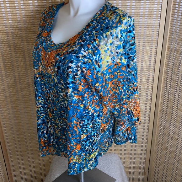 🔷Drapers & Damons Vibrant Colored Flutter 3/4 Sleeve Top Size 1X - Picture 3 of 6